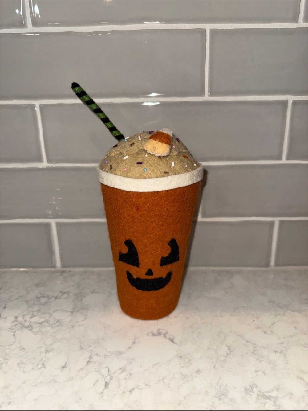 Felt Pumpkin Spice Latte Halloween Decor